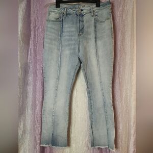Dear John High Waist Flare Jeans Frayed Front Seam Size 31